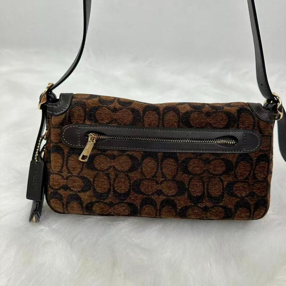 Coach Etta Small Flap Shoulder Bag Signature Chenille CCV65 2025 New Release NWT - Picture 3 of 12